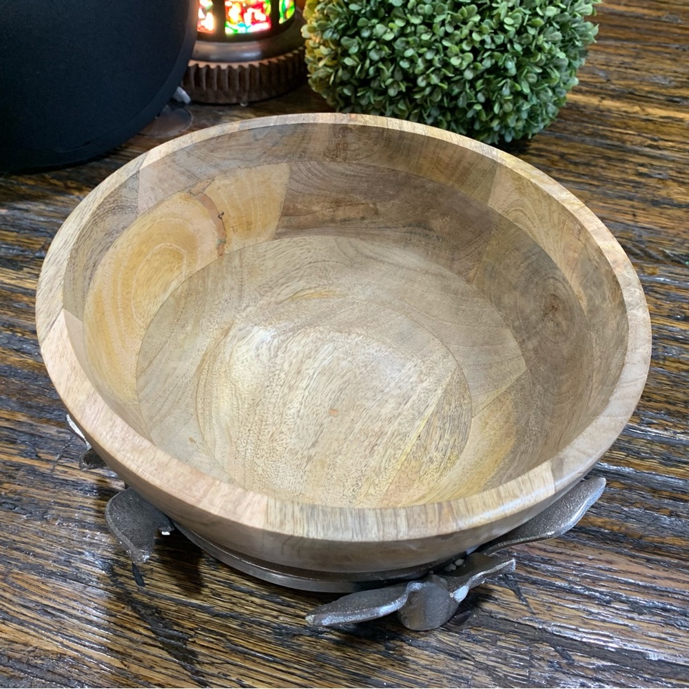 Wood Bowl Bat Halloween Candy Dish Treats New Party Decor - Picture 4 of 13